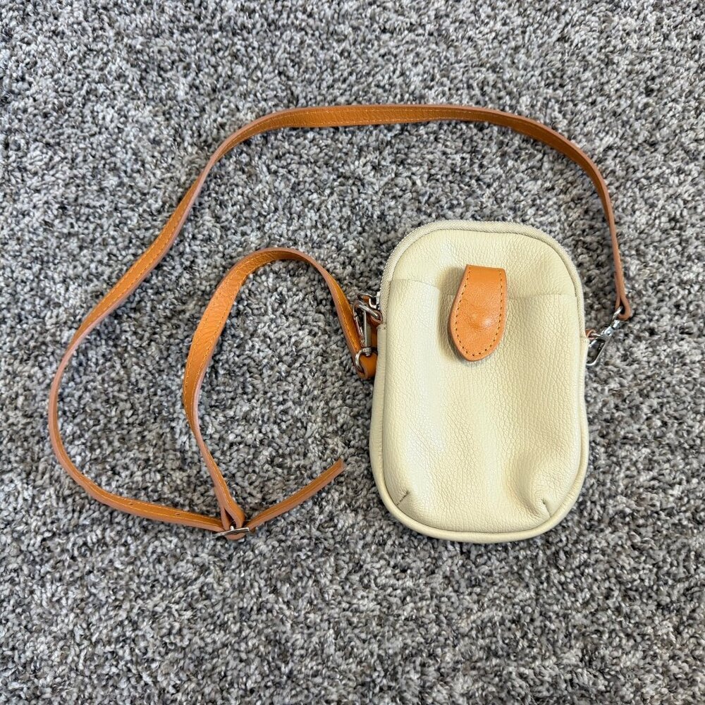 Divina Firenze Brown Genuine Leather Crossbody Shoulder Small Bag, Made in Italy